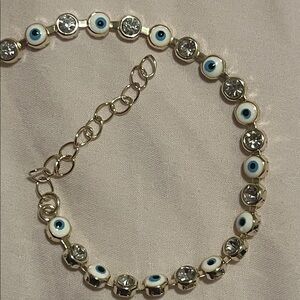 Gold Blue Evil Eye Bracelet Mediterranean Boho
